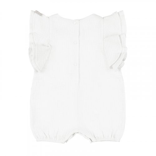 White Gauze Romper with Volant_5139