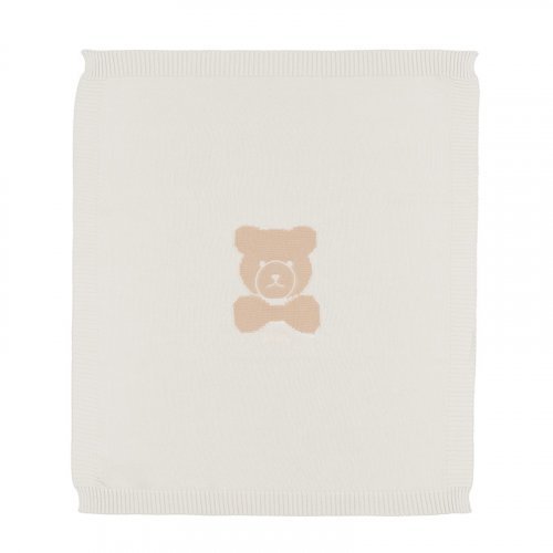 White knitted blanket with bear_7519
