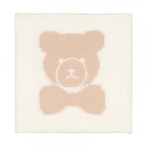 White knitted blanket with bear_7520