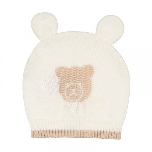 White Knitted Hat With Ears