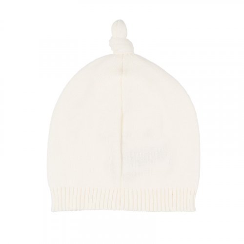 White Knitted Hat with Knot_4310