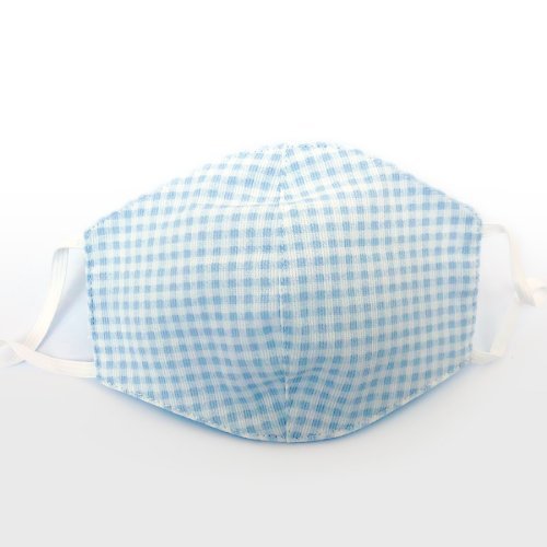 Mask for baby boy with squares white/light blue_1799