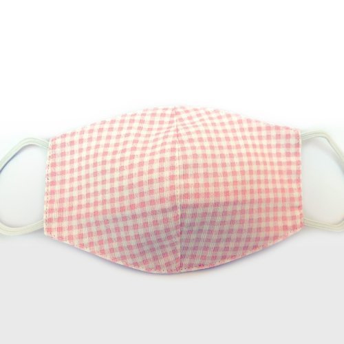 White mask for baby girl with squares white/pink
