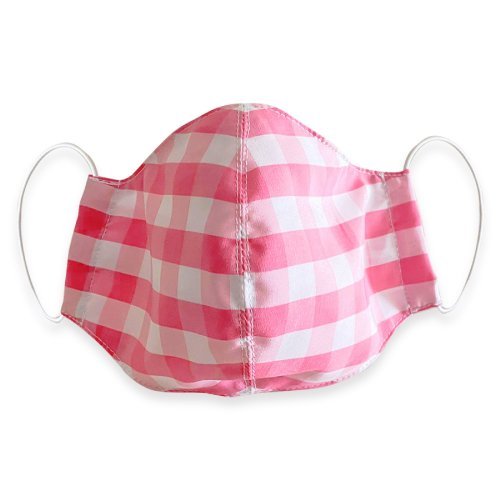 White mask for baby girl with big squares white/fuxia