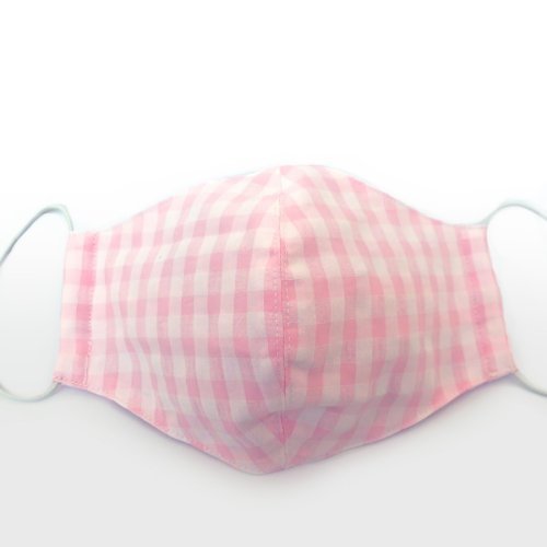 White mask for baby girl with big squares white/pink
