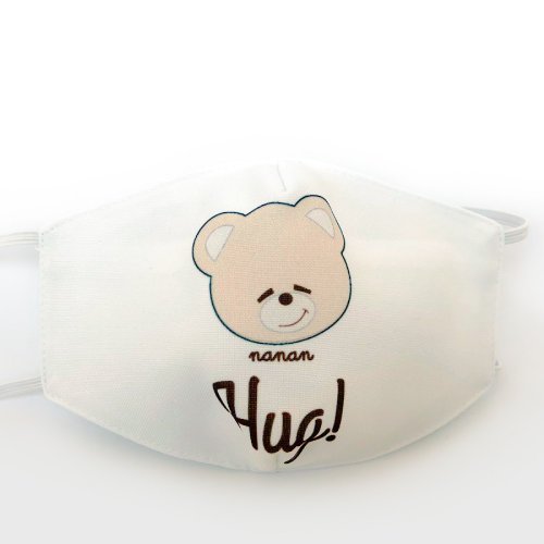White mask for baby with teddy printed