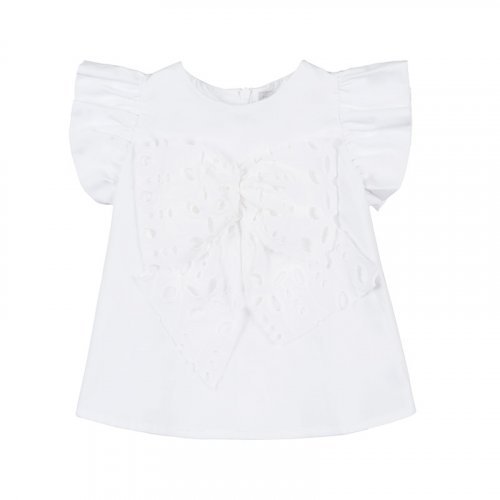 White Popeline Dress with Bow_4989