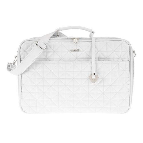 White quilted Mom Bag in eco leather
