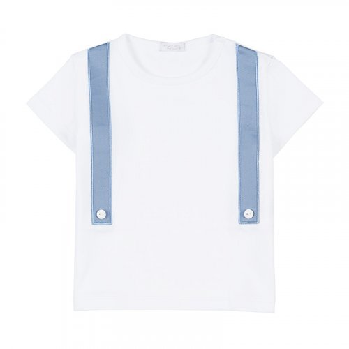White T-Shirt with Light Blue Straps