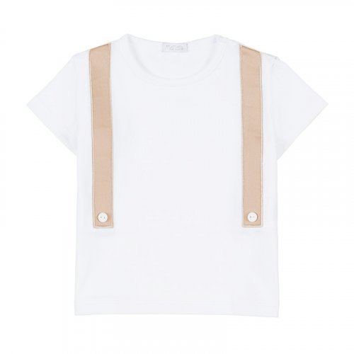 White T-Shirt with Beige Straps_4590