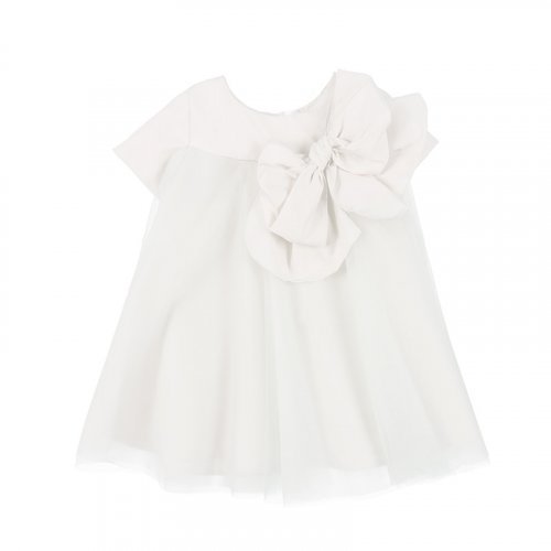 White Tulle Dress with Bow_4970