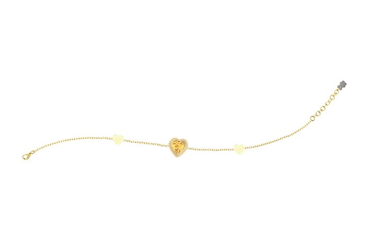 Yellow Hearts and Brilliant Stone Bracelet_9277