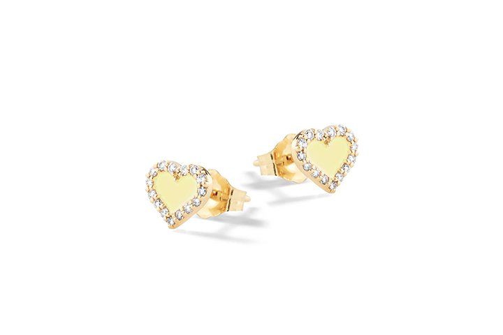 Yellow Hearts Earrings in Silver