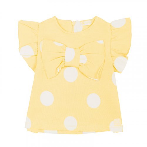 Yellow Polka Dotted 2pcs Set Blouse + Leggins
