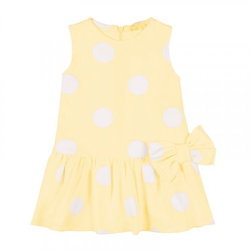 Yellow Polka Dotted Dress with Flounce_4676
