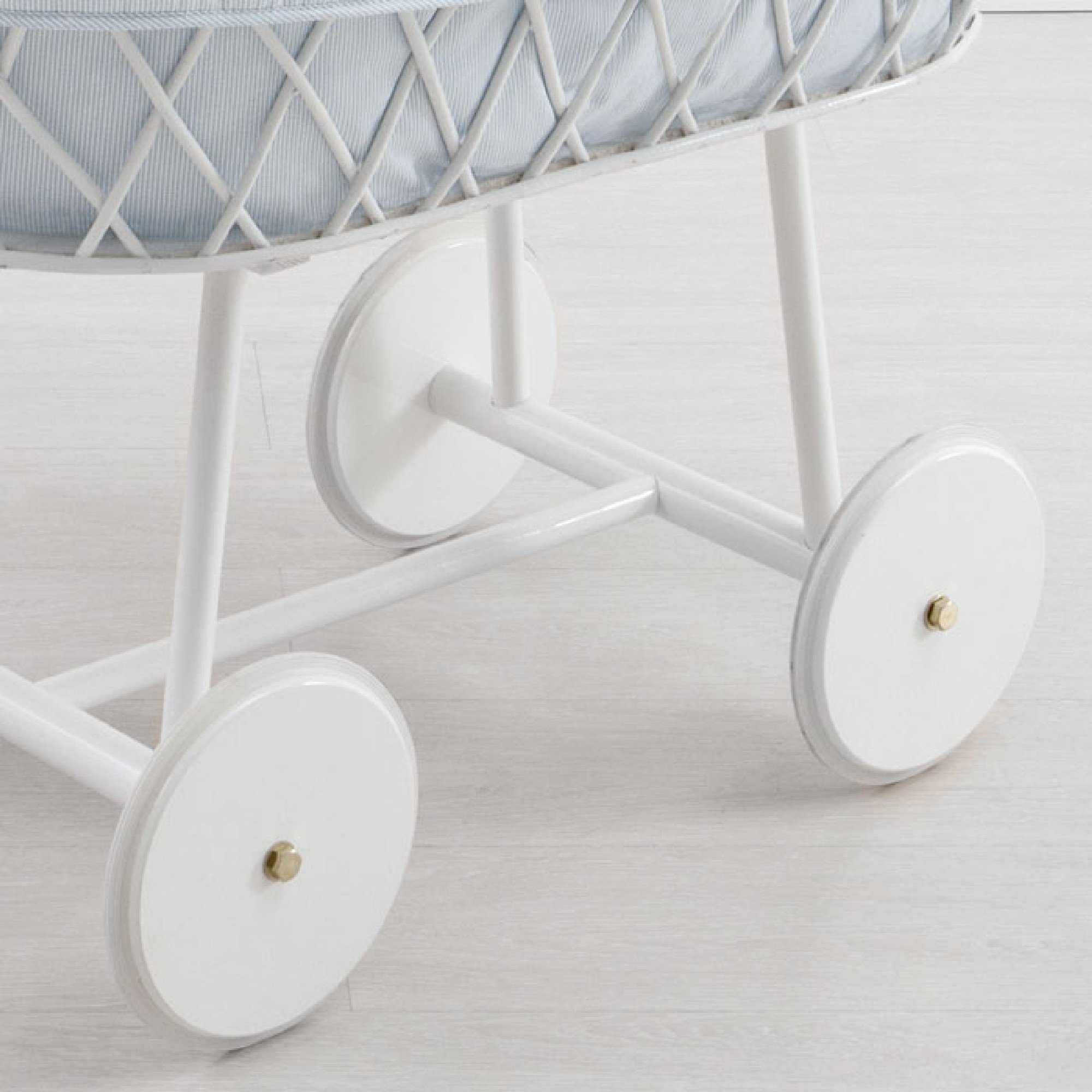 Blue and sale white bassinet