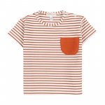 2pcs Set Striped T-shirt + Shorts Brown_5246