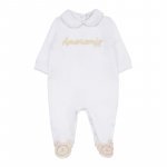 Beige 'Amore Mio' babygro with collar_8758