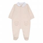 Beige Front Opening Babygrow With Collar_8728