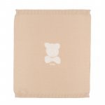 Beige knitted blanket with bear_7521