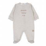 Beige Striped Babygro with Writing_4223