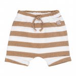 Beige Striped Knitted Bermuda_4289