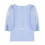 Blouse in Light Blue Taffeta with Bow_4856
