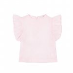 Bluse mit Rüschen aus rosa Leinen_4887
