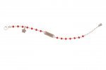 Bracelet en Argent 925 avec Perles Rouges et Plaque_5926
