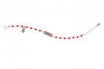 Bracelet en argent 925 avec perles rouges et plaque_5554