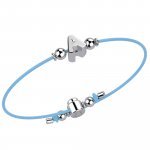 Bracelet with Light Blue Lace - Letter A
 (Colore: ARGENTO BIANCO - Taglia: UNICA)