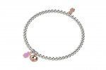 Bracciale con Campanella e Orso Rosa
 (Colore: ARGENTO - Taglia: UNICA)