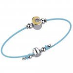 Bracelet with Light Blue Lace - Letter C
 (Colore: ARGENTO BIANCO - Taglia: UNICA)