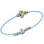 Bracelet with Light Blue Lace - Letter D
 (Colore: ARGENTO BIANCO - Taglia: UNICA)