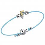 Bracelet with Light Blue Lace - Letter F
 (Colore: ARGENTO BIANCO - Taglia: UNICA)