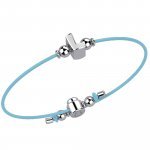 Bracelet with Light Blue Lace - Letter L
 (Colore: ARGENTO BIANCO - Taglia: UNICA)