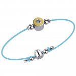 Bracelet with Light Blue Lace - Letter O
 (Colore: ARGENTO BIANCO - Taglia: UNICA)