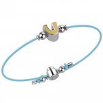 Bracelet with Light Blue Lace - Letter U
 (Colore: ARGENTO BIANCO - Taglia: UNICA)