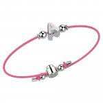 Bracelet with Pink Lace - Letter A
 (Colore: ARGENTO BIANCO - Taglia: UNICA)