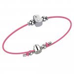 Bracelet with Pink Lace - Letter B
 (Colore: ARGENTO BIANCO - Taglia: UNICA)