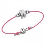 Bracelet with Pink Lace - Letter H
 (Colore: ARGENTO BIANCO - Taglia: UNICA)