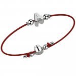 Bracelet with Red Lace - Letter A
 (Colore: ARGENTO BIANCO - Taglia: UNICA)