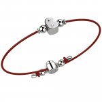 Bracelet with Red Lace - Letter B
 (Colore: ARGENTO BIANCO - Taglia: UNICA)