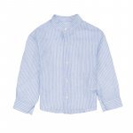 Camicia azzurra a righe in lino_7659