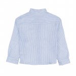 Camicia azzurra a righe in lino_7660