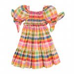 Checked dress with smock_8560