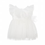 Dress with Shantung Top and White Tulle Skirt
 (Colore: BIANCO - Taglia: 06 MESI)