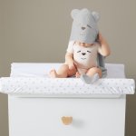 Grey changing mat cover with bears for wooden changing table_3043
