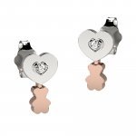 Heart sparkling earrings with bear
 (Colore: ARGENTO - Taglia: UNICA)