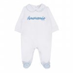 Light blue 'Amore Mio' babygro with collar
 (09 MESI)